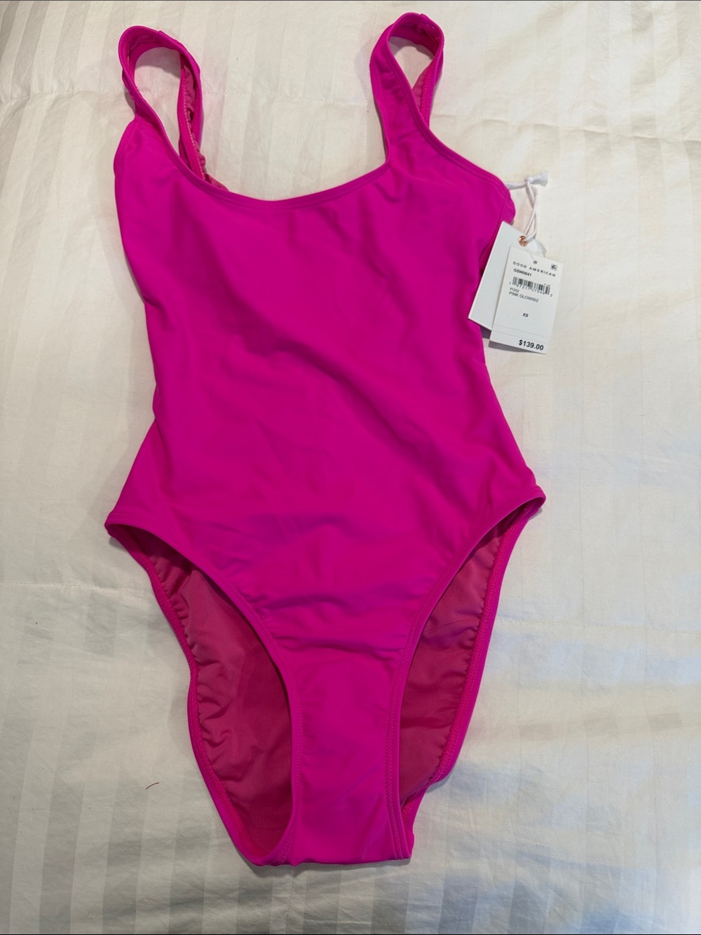 Good American Hot Pink One-Piece Swim Bodysuit
